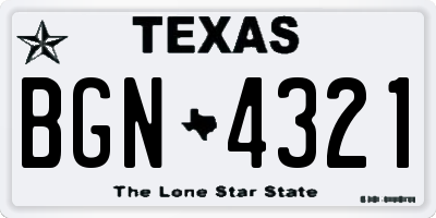 TX license plate BGN4321