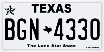 TX license plate BGN4330