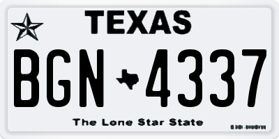 TX license plate BGN4337