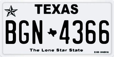 TX license plate BGN4366