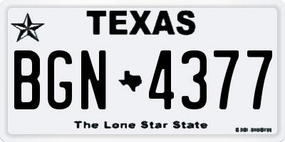 TX license plate BGN4377