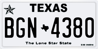 TX license plate BGN4380