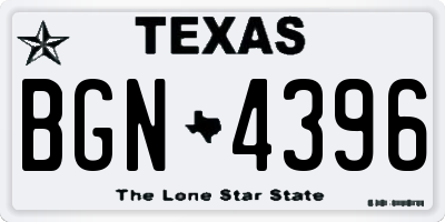 TX license plate BGN4396