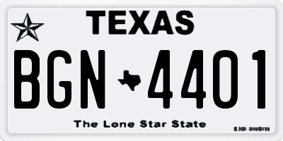 TX license plate BGN4401