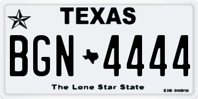 TX license plate BGN4444