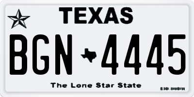 TX license plate BGN4445