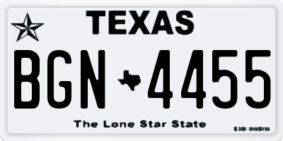 TX license plate BGN4455