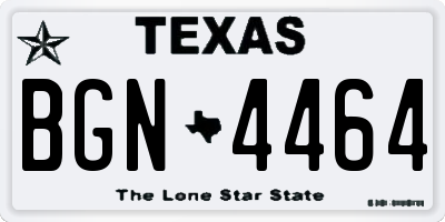 TX license plate BGN4464