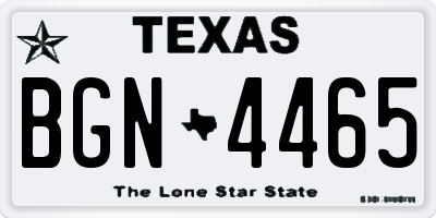 TX license plate BGN4465