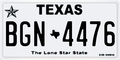 TX license plate BGN4476