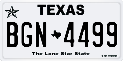 TX license plate BGN4499