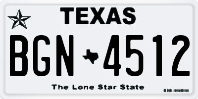 TX license plate BGN4512