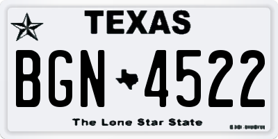 TX license plate BGN4522