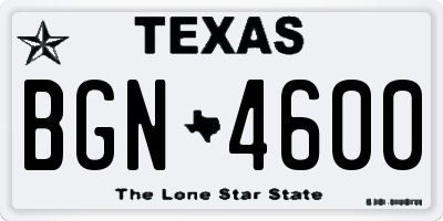 TX license plate BGN4600