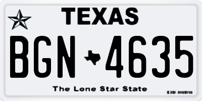 TX license plate BGN4635