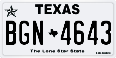 TX license plate BGN4643