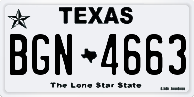 TX license plate BGN4663