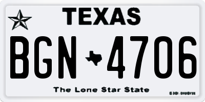 TX license plate BGN4706
