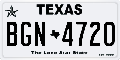 TX license plate BGN4720