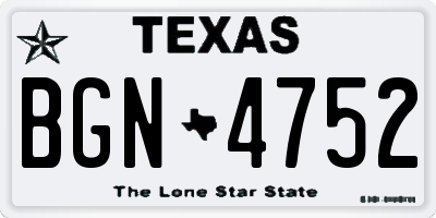 TX license plate BGN4752