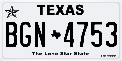 TX license plate BGN4753