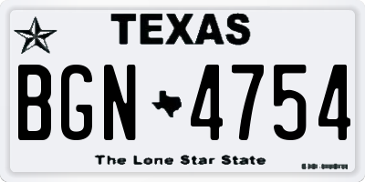TX license plate BGN4754