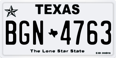 TX license plate BGN4763