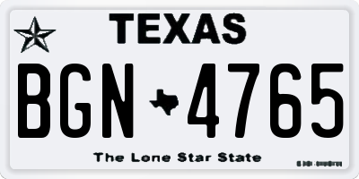 TX license plate BGN4765