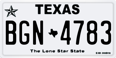 TX license plate BGN4783