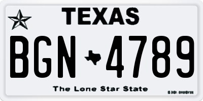 TX license plate BGN4789