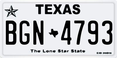 TX license plate BGN4793