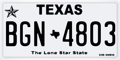 TX license plate BGN4803