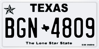 TX license plate BGN4809