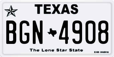 TX license plate BGN4908