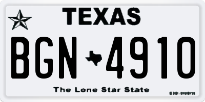 TX license plate BGN4910