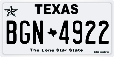 TX license plate BGN4922