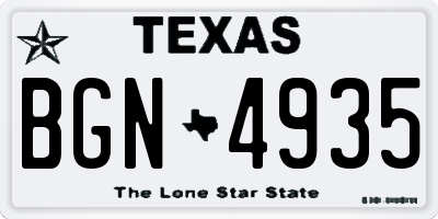 TX license plate BGN4935