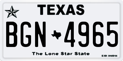 TX license plate BGN4965