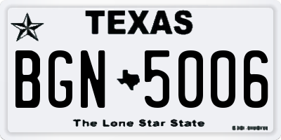 TX license plate BGN5006