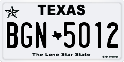 TX license plate BGN5012