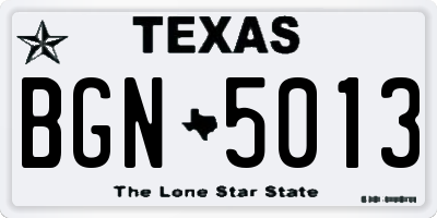 TX license plate BGN5013