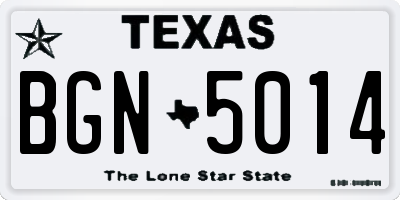 TX license plate BGN5014