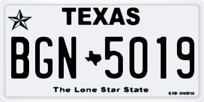 TX license plate BGN5019