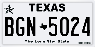 TX license plate BGN5024