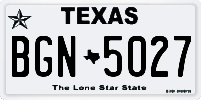 TX license plate BGN5027