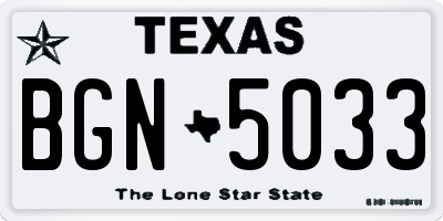 TX license plate BGN5033