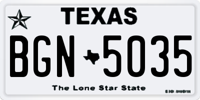 TX license plate BGN5035