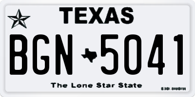 TX license plate BGN5041