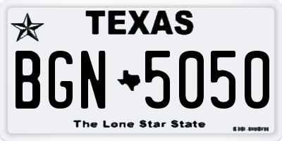 TX license plate BGN5050