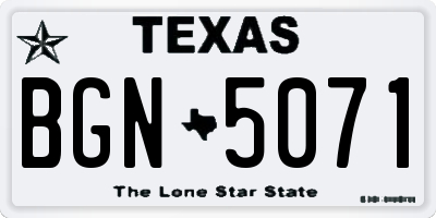 TX license plate BGN5071